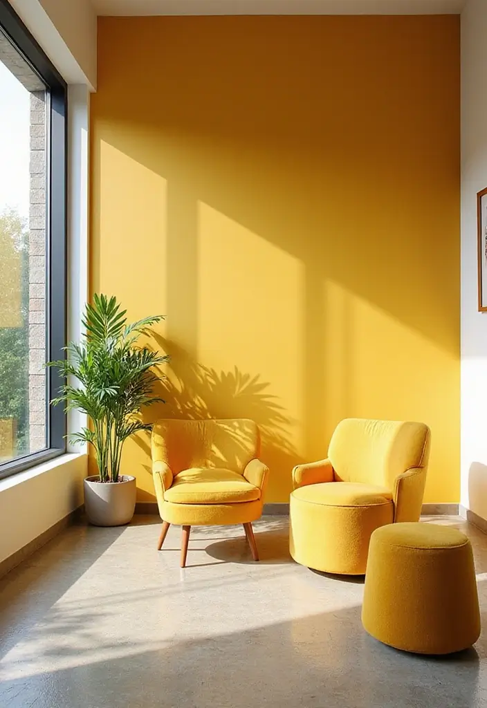 26 Creative Office Painting Ideas for Fresh Interiors 7. Sun Kissed Yellow Accents