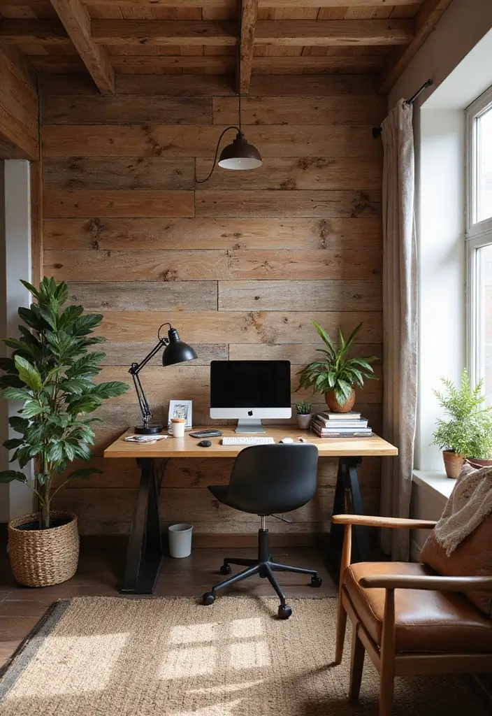 26 Creative Office Painting Ideas for Fresh Interiors 8. Eco Conscious Reclaimed Wood