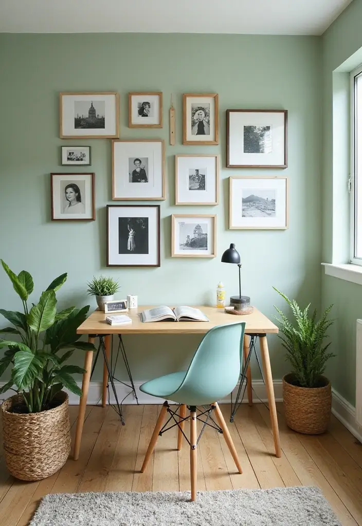 26 Light Green Office Inspirations That Refresh Your Space 15. Personal Touches