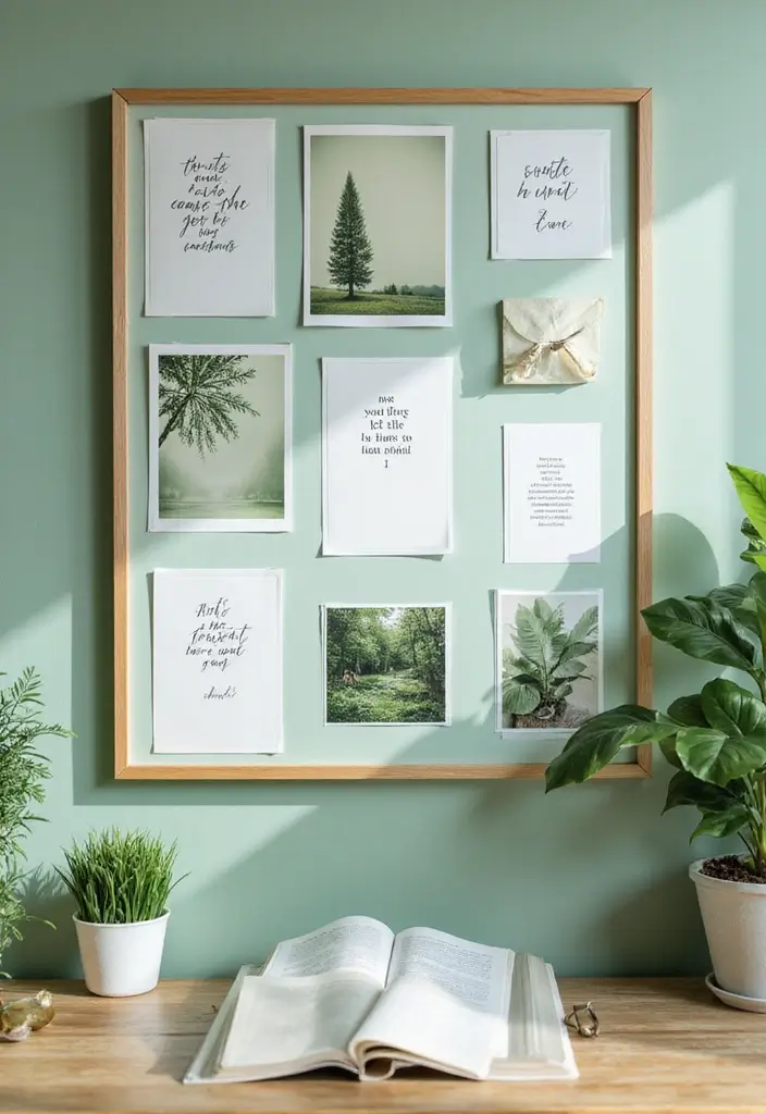 26 Light Green Office Inspirations That Refresh Your Space 16. Green Themed Inspiration Board