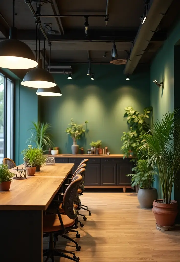 26 Light Green Office Inspirations That Refresh Your Space 24. Green Light Fixtures