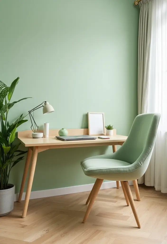 26 Light Green Office Inspirations That Refresh Your Space 3. Green Furniture Choices