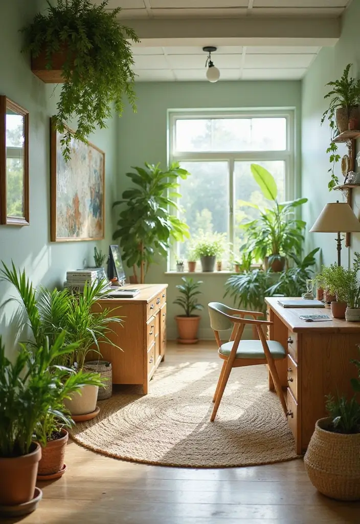 26 Light Green Office Inspirations That Refresh Your Space 8. Eco Friendly Materials