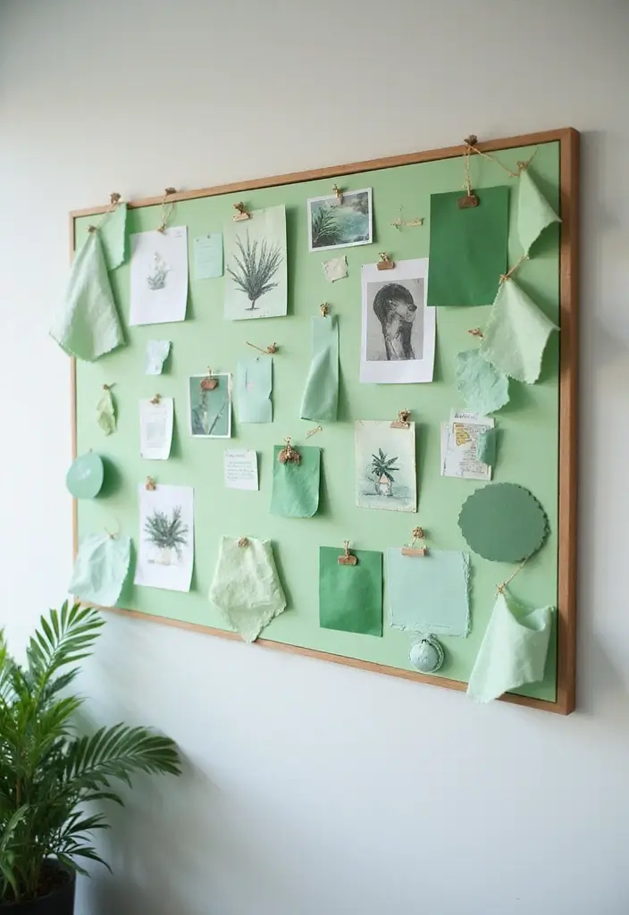 26 Light Green Office Inspirations That Refresh Your Space 9. Green Mood Board