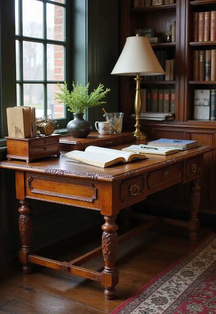 26 Professor Office Inspirations for a Classic Look 14. Vintage Writing Desks