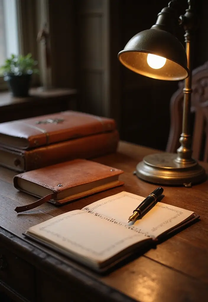 26 Professor Office Inspirations for a Classic Look 3. Vintage Writing Accessories