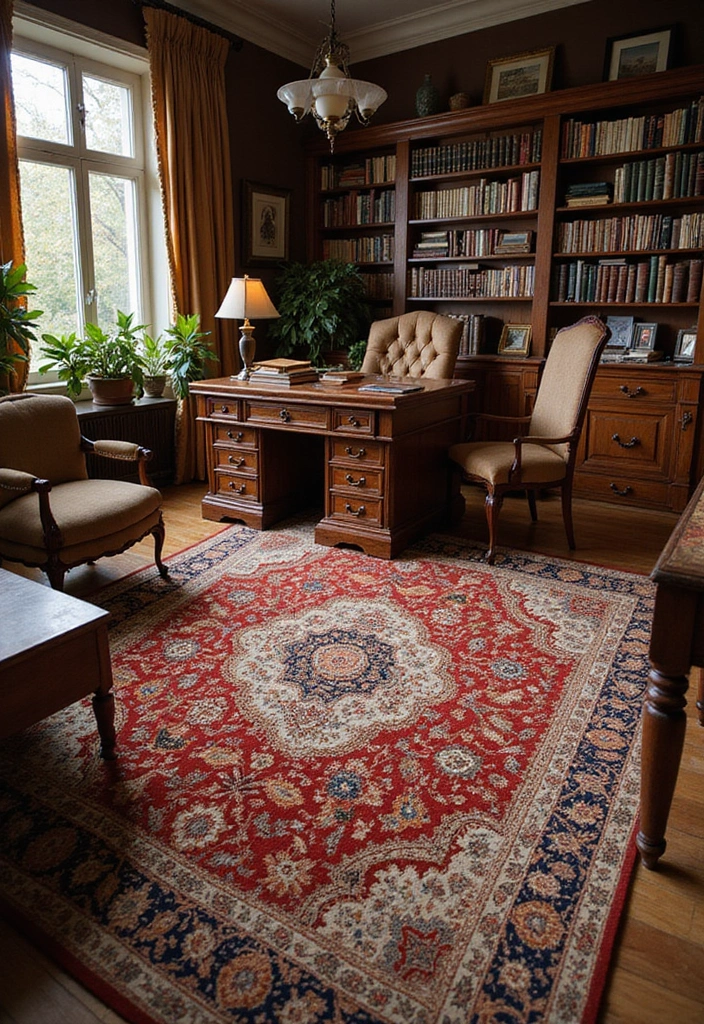 26 Professor Office Inspirations for a Classic Look 4. Classic Area Rugs