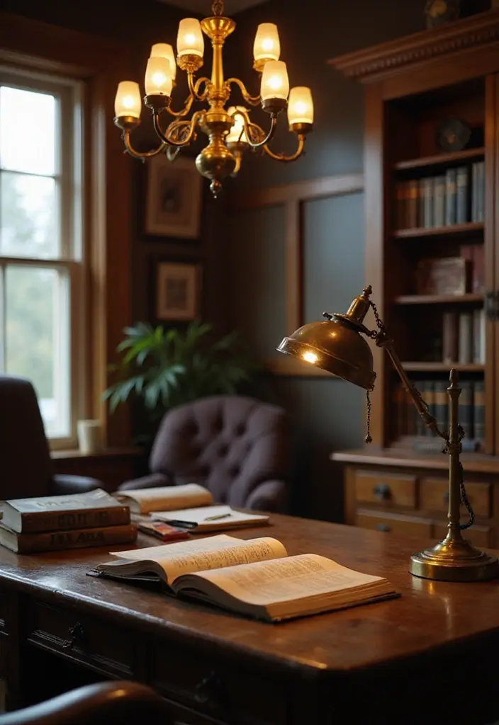 26 Professor Office Inspirations for a Classic Look 8. Traditional Lighting Fixtures