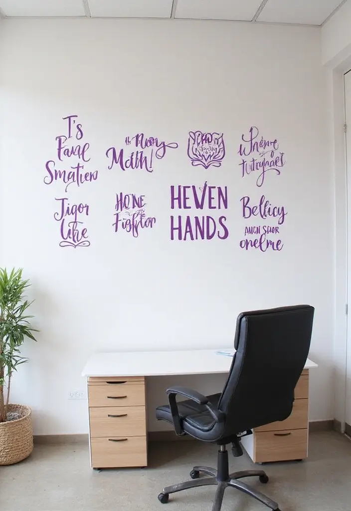 26+ Purple Office Ideas That Feel Bold and Creative 19 26 Purple Office Ideas That Feel Bold and Creative 19. Creative Purple Wall Decals