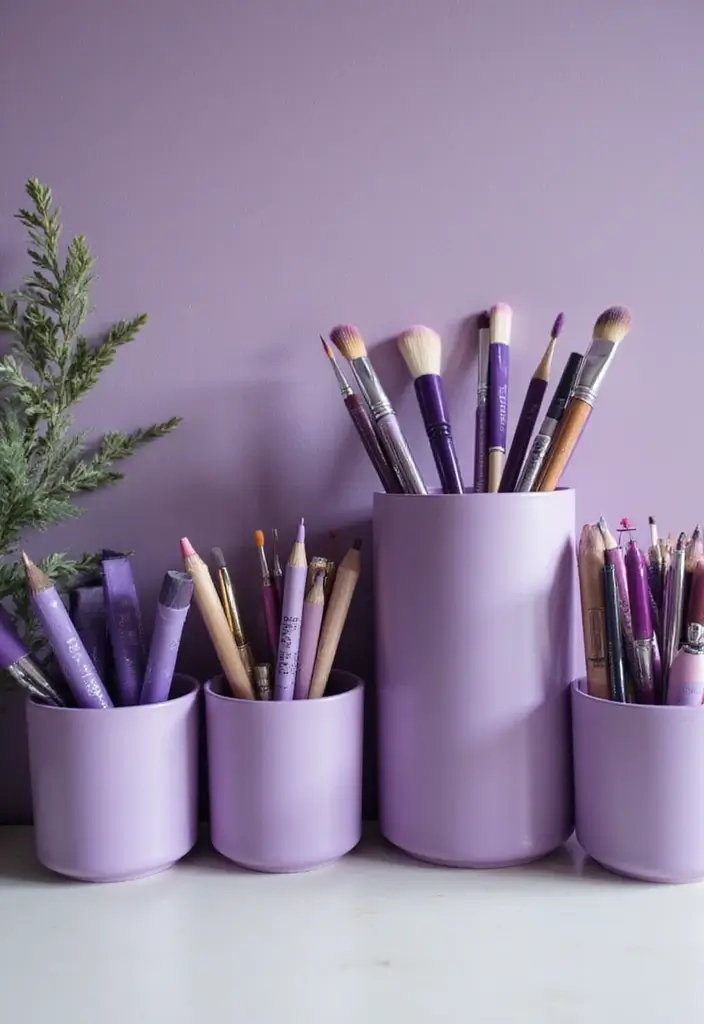 26+ Purple Office Ideas That Feel Bold and Creative 25 26 Purple Office Ideas That Feel Bold and Creative 25. Incorporating Purple Art Supplies