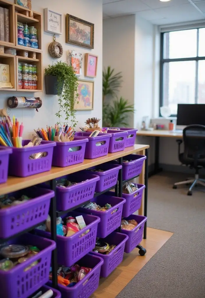26+ Purple Office Ideas That Feel Bold and Creative 26 26 Purple Office Ideas That Feel Bold and Creative 26. Unique Purple Craft Station