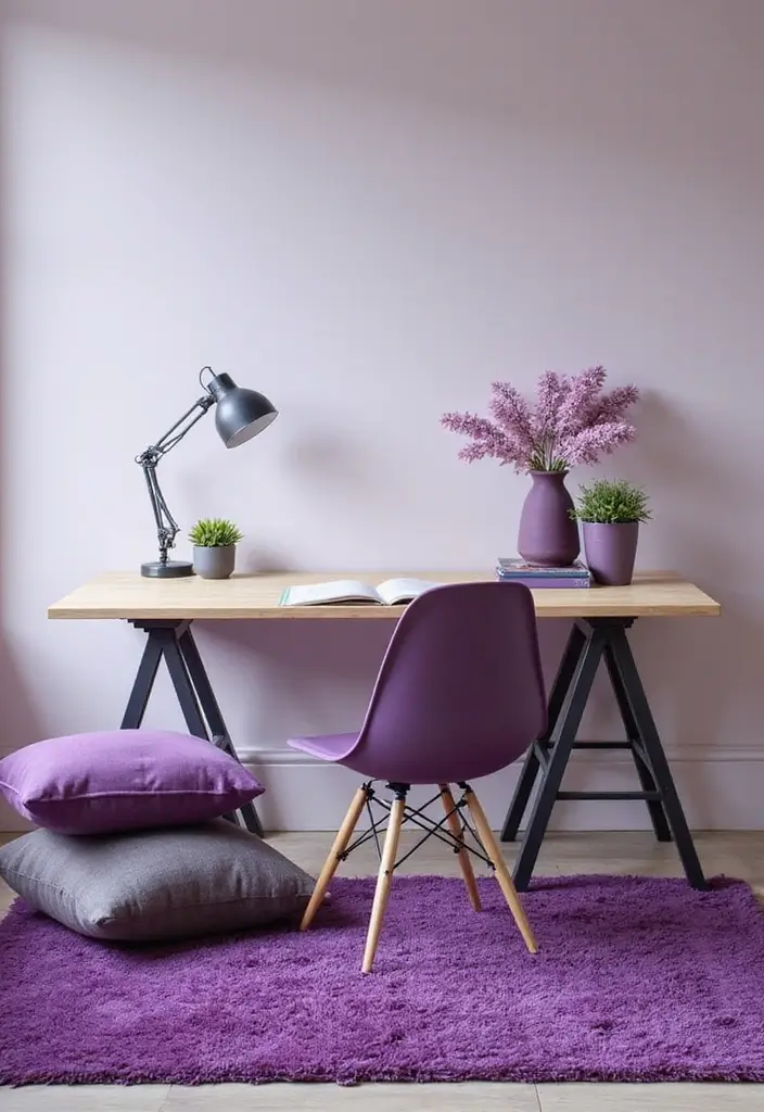 26+ Purple Office Ideas That Feel Bold and Creative 3 26 Purple Office Ideas That Feel Bold and Creative 3. Vibrant Purple Accents