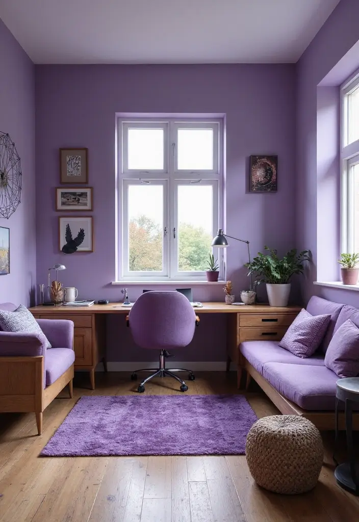 26+ Purple Office Ideas That Feel Bold and Creative 4 26 Purple Office Ideas That Feel Bold and Creative 4. Creative Workspace Layout