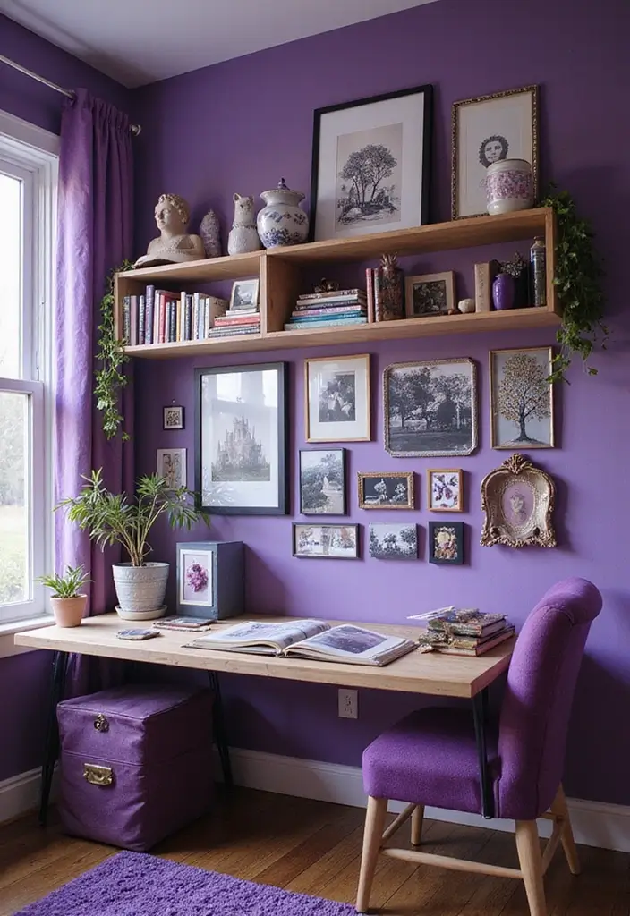 26+ Purple Office Ideas That Feel Bold and Creative 7 26 Purple Office Ideas That Feel Bold and Creative 7. Personalized Workspace with Purple