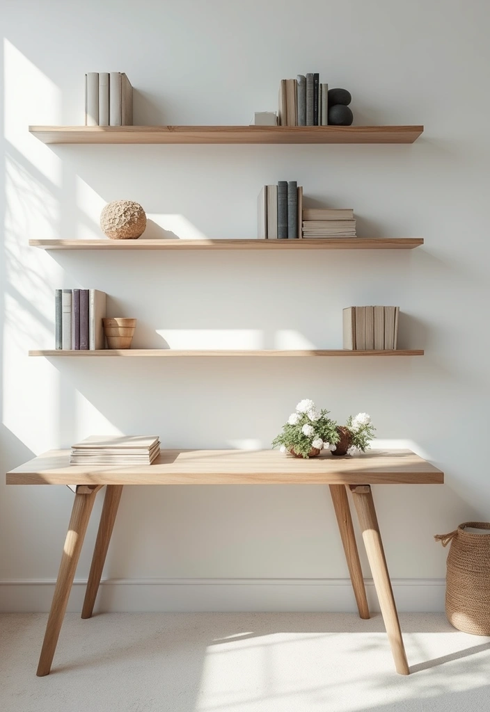 27 Aesthetic Office Decor Ideas Youll Love 14. Simple Shelving Units