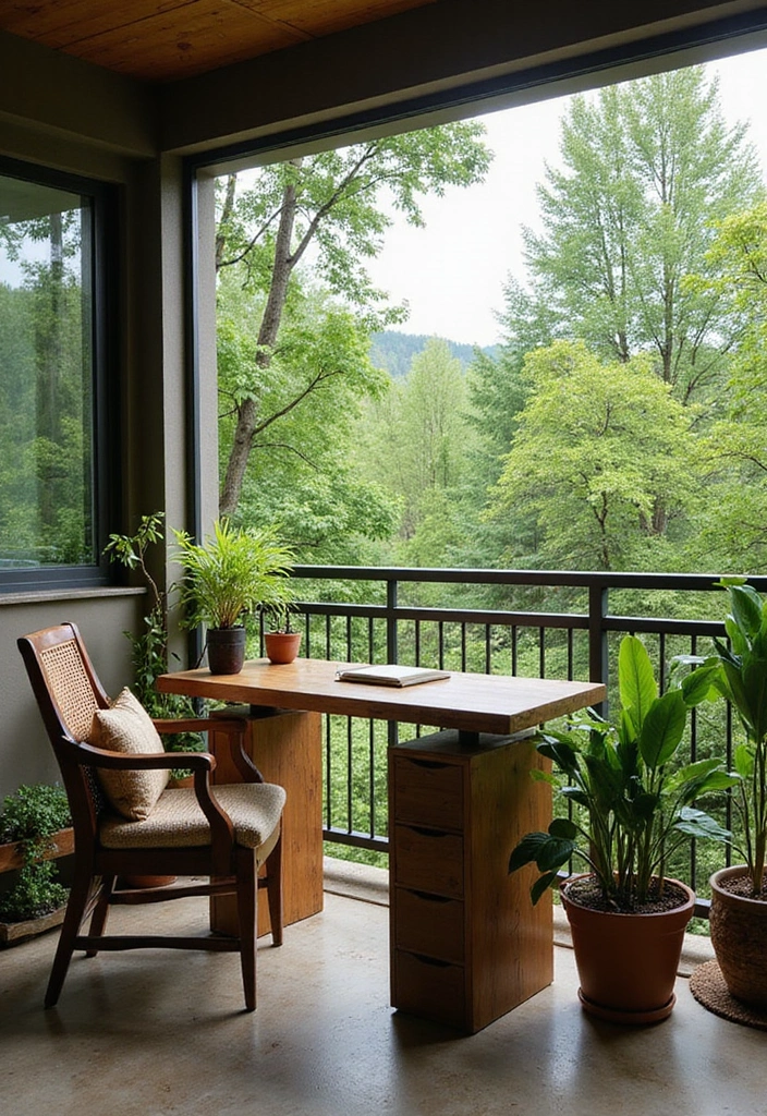 27+ Balcony Office Ideas for Small Outdoor Spaces 13 27 Balcony Office Ideas for Small Outdoor Spaces 13. Work with Nature