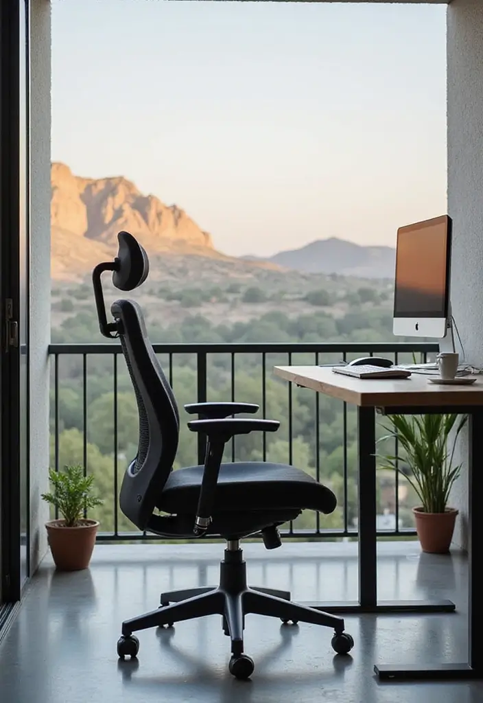 27+ Balcony Office Ideas for Small Outdoor Spaces 9 27 Balcony Office Ideas for Small Outdoor Spaces 9. Ergonomic Furniture Choices