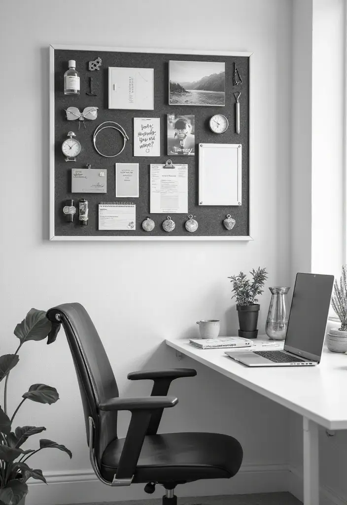 27+ Black and White Home Office Ideas for Modern Workspaces 12 27 Black and White Home Office Ideas for Modern Workspaces 12. Personalized Pinboards or Wall Art