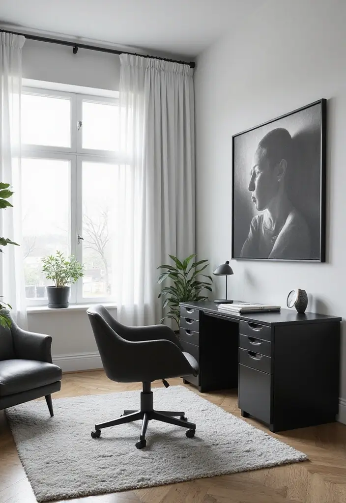 27+ Black and White Home Office Ideas for Modern Workspaces 16 27 Black and White Home Office Ideas for Modern Workspaces 16. Black and White Color Psychology