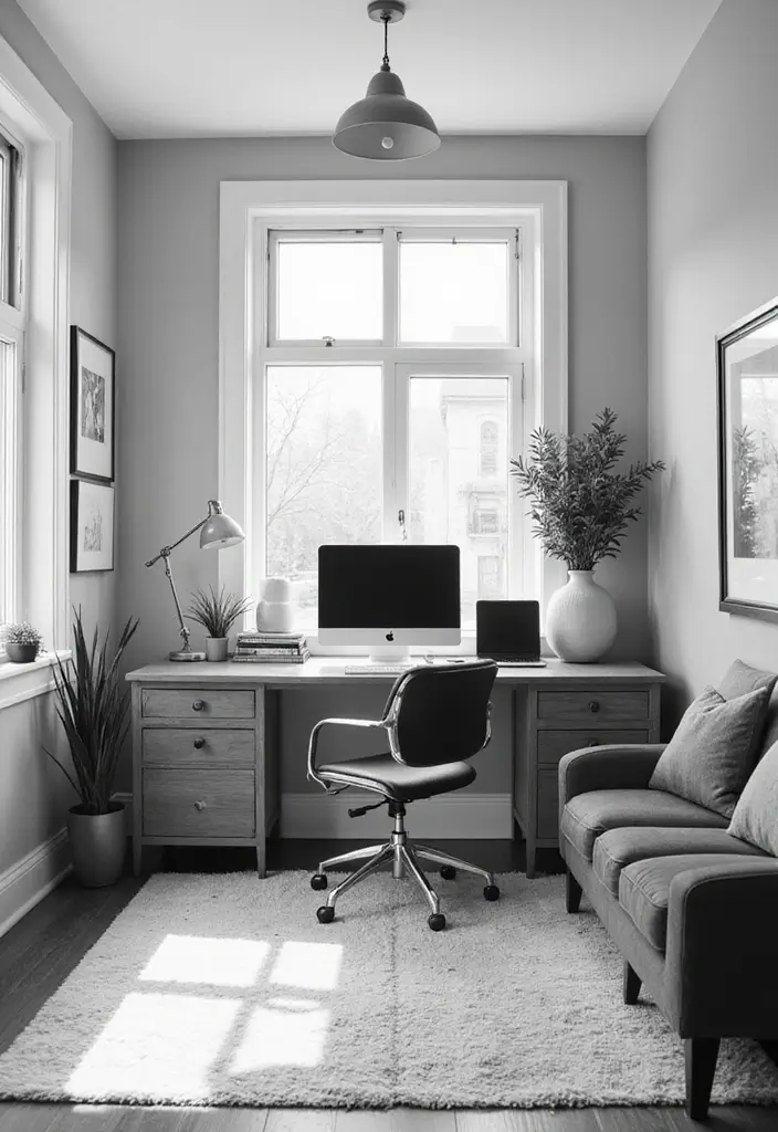 27+ Black and White Home Office Ideas for Modern Workspaces 22 27 Black and White Home Office Ideas for Modern Workspaces 22. Balanced Symmetry in Design