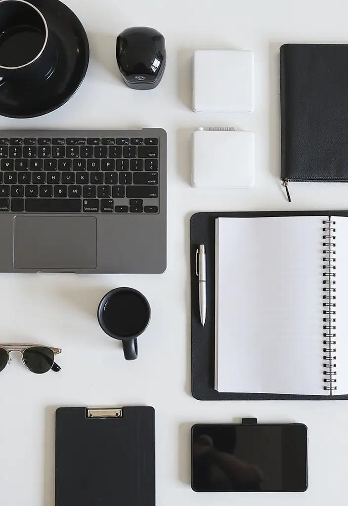 27+ Black and White Home Office Ideas for Modern Workspaces 4 27 Black and White Home Office Ideas for Modern Workspaces 4. Stylish Office Accessories