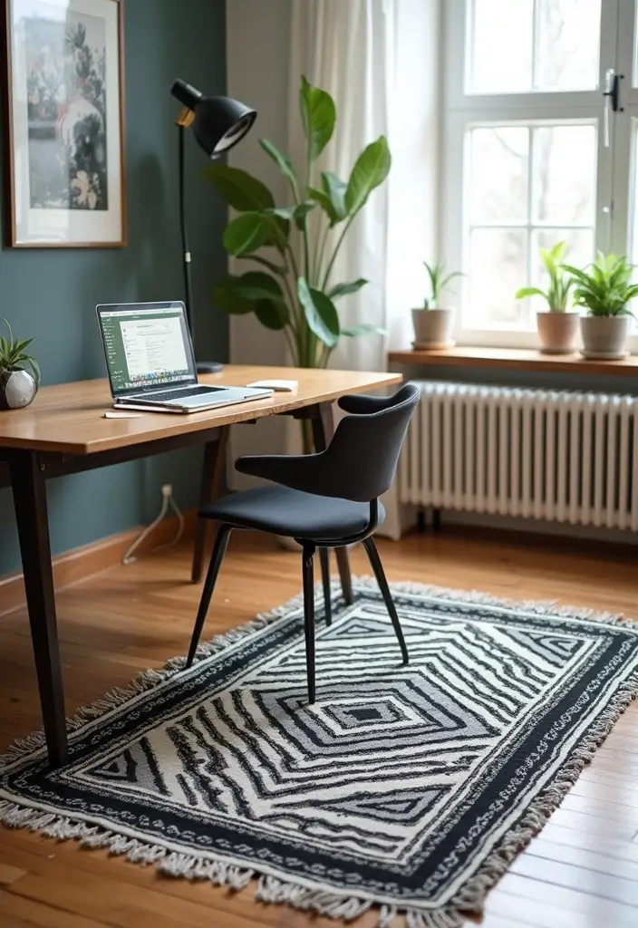 27+ Black and White Home Office Ideas for Modern Workspaces 5 27 Black and White Home Office Ideas for Modern Workspaces 5. Cozy Rugs to Define Work Areas