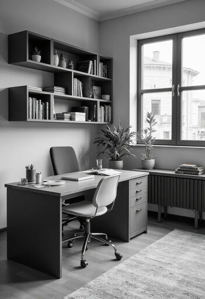 27+ Black and White Home Office Ideas for Modern Workspaces 6 27 Black and White Home Office Ideas for Modern Workspaces 6. Functional Storage Solutions