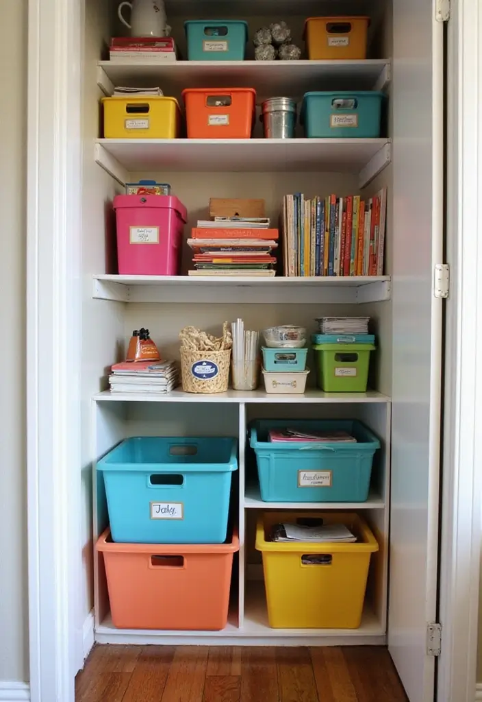 27 Closet and Office Combo Ideas That Save Space 11. Color Coded Organization