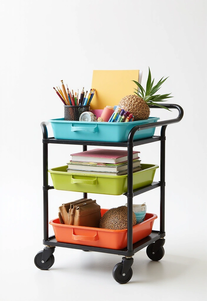 27 Closet and Office Combo Ideas That Save Space 19. Stylish Carts for Mobility