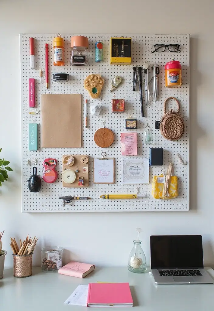 27 Closet and Office Combo Ideas That Save Space 5. Pegboards for Versatile Organization