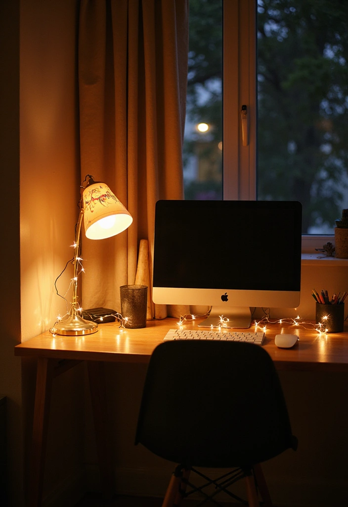 27 Cute Office Ideas That Make Work More Fun 13. Warm Lighting Options