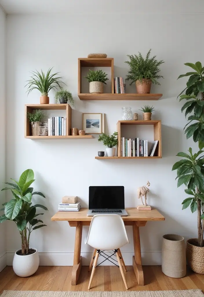 27 Cute Office Ideas That Make Work More Fun 22. Unique Wall Shelves