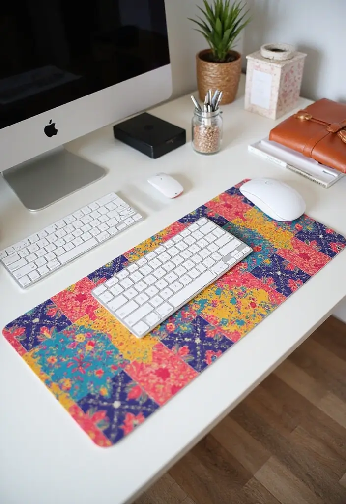 27 Cute Office Ideas That Make Work More Fun 9. Colorful Desk Mats