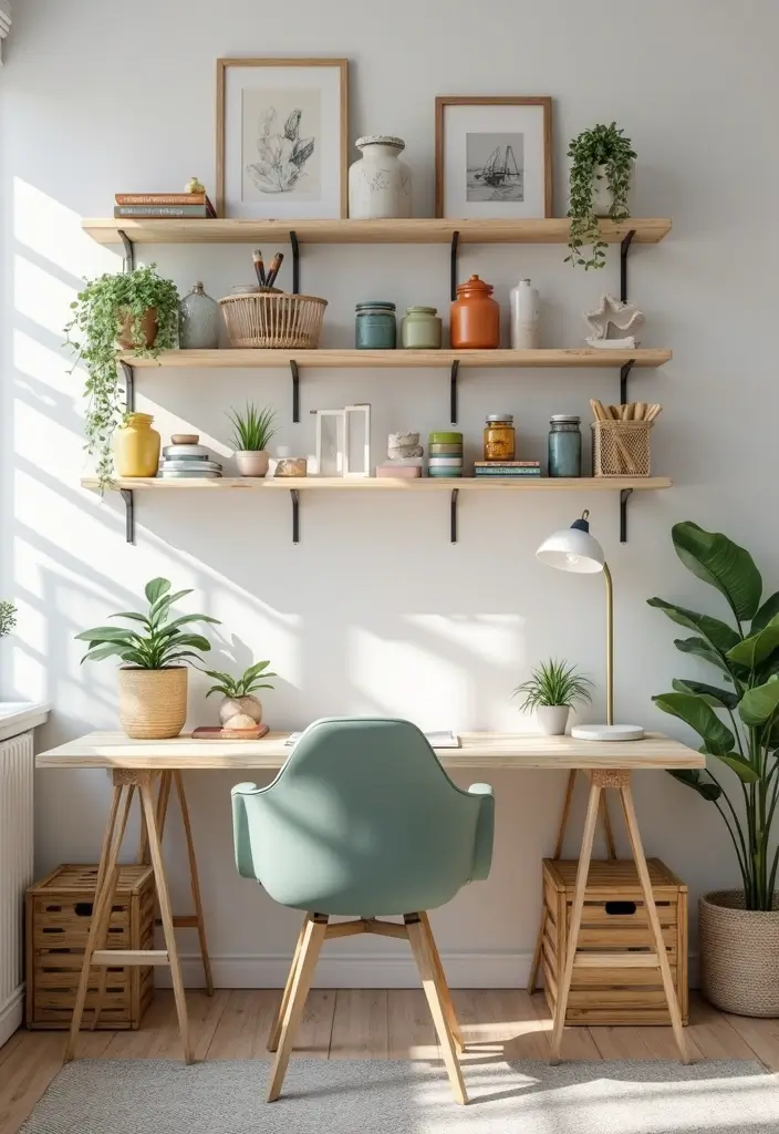 27 Earthy Office Decor Ideas That Feel Grounded 11. Creative Storage Solutions