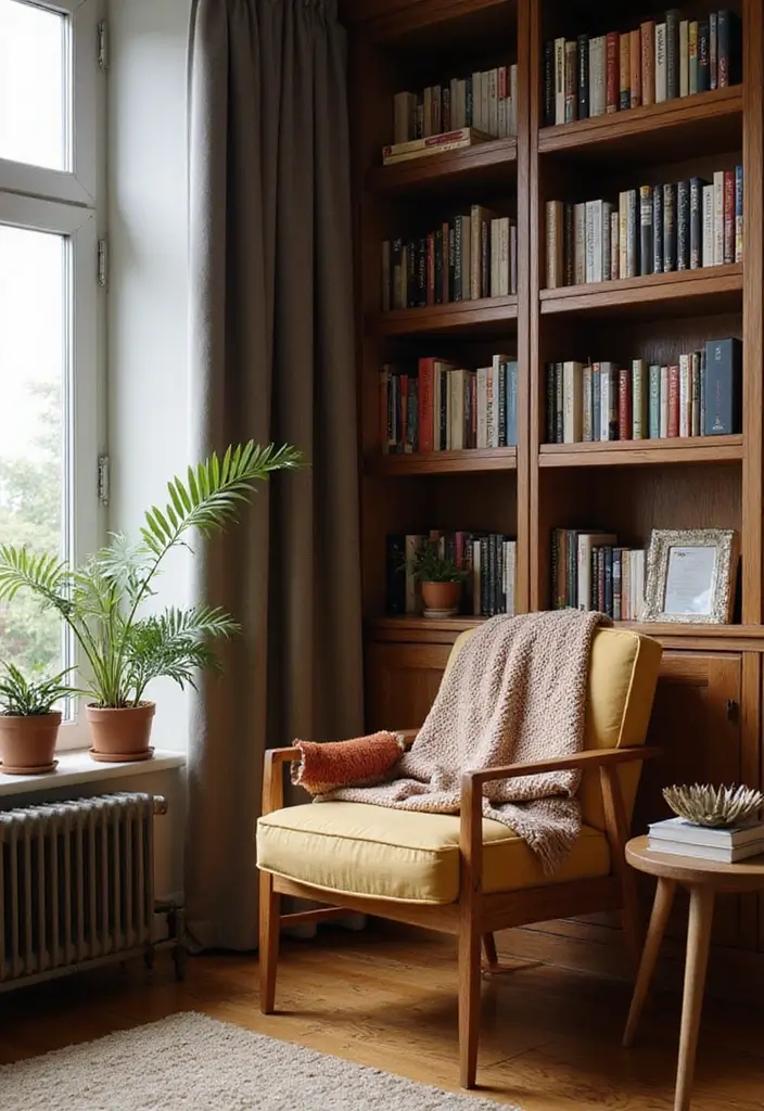 27 Earthy Office Decor Ideas That Feel Grounded 24. Cozy Reading Nook