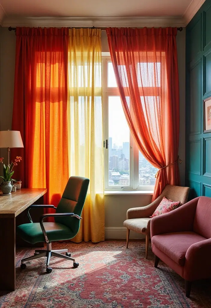 27+ Eclectic Office Decor Ideas Full of Personality 19 27 Eclectic Office Decor Ideas Full of Personality 19. Colorful Curtains or Window Treatments