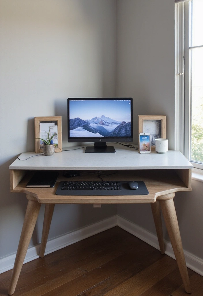 27 Smart Office Corner Ideas for Small Spaces 10. Desk with Built in Charging Stations