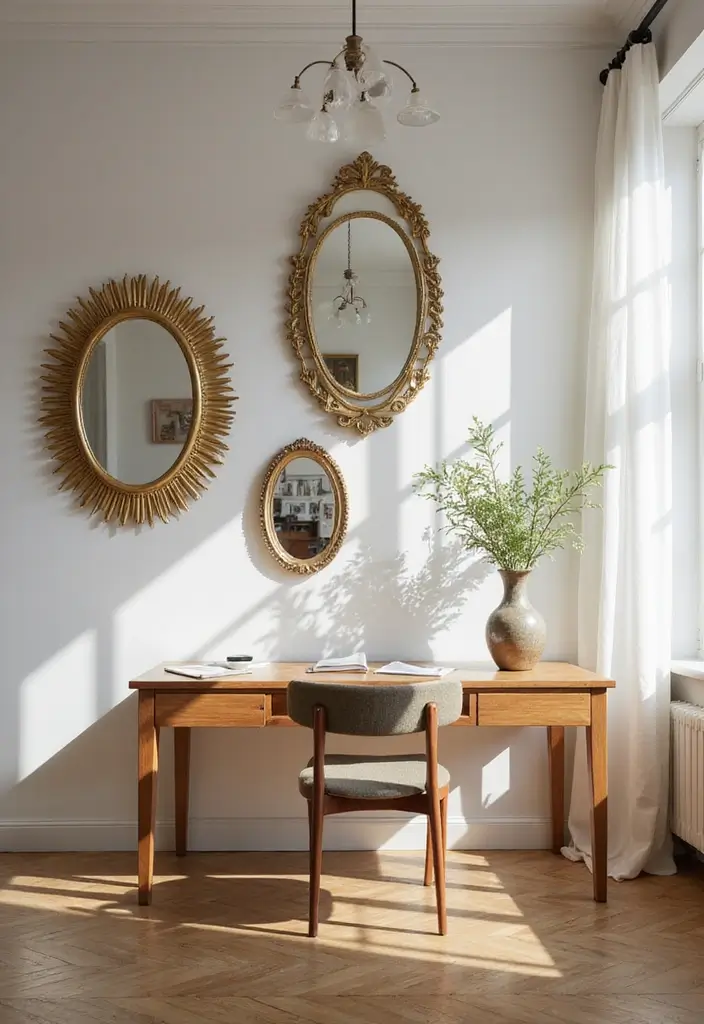 27 Smart Office Corner Ideas for Small Spaces 11. Use of Mirrors