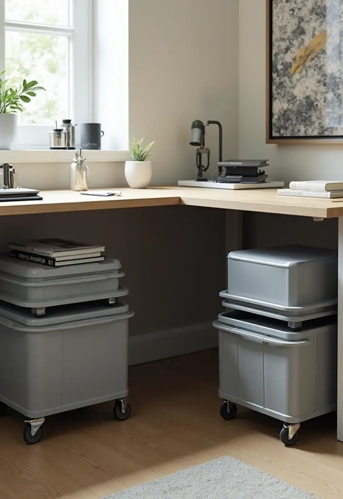 27 Smart Office Corner Ideas for Small Spaces 14. Under Desk Storage Solutions