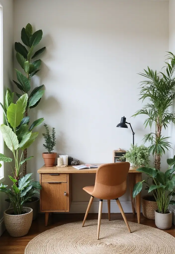 27 Smart Office Corner Ideas for Small Spaces 15. Natural Elements