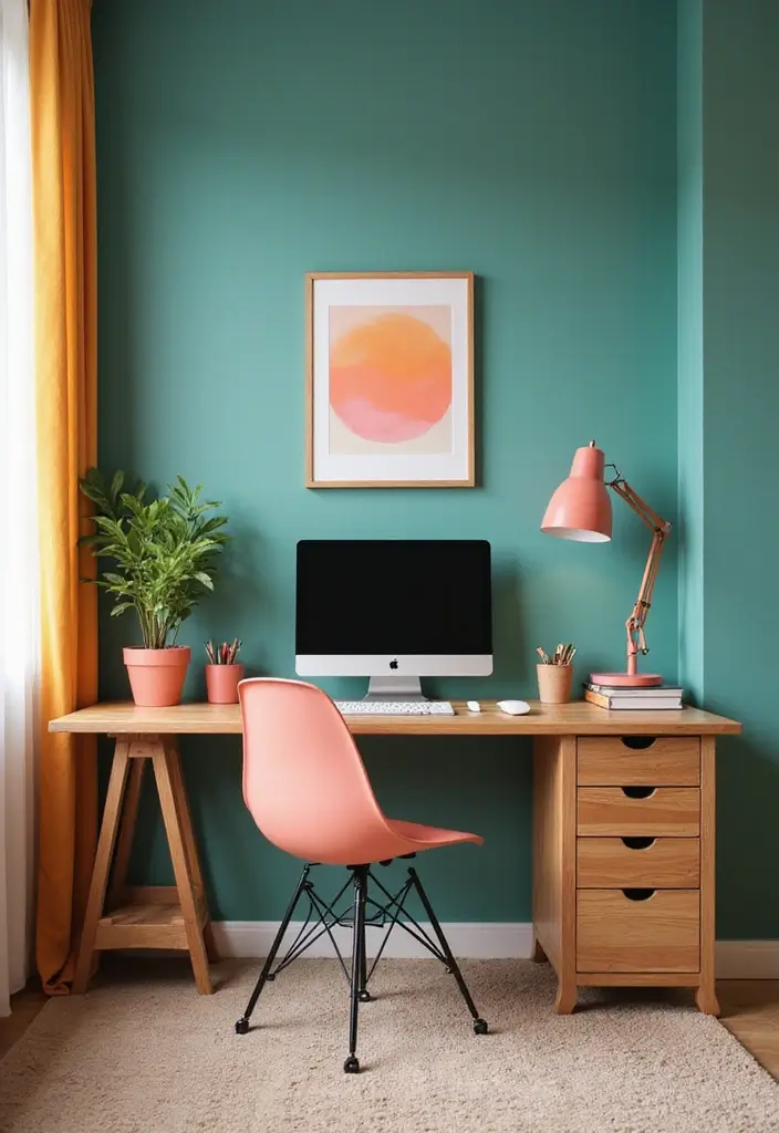 27 Smart Office Corner Ideas for Small Spaces 16. Use of Color Psychology