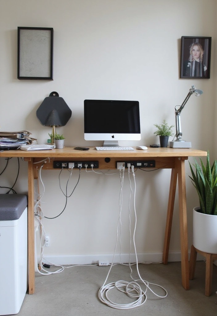 27 Smart Office Corner Ideas for Small Spaces 17. Tidy Cable Management