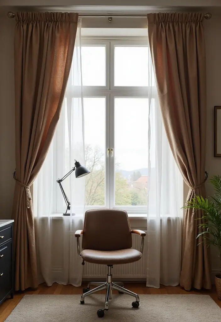 27 Smart Office Corner Ideas for Small Spaces 22. Curtains for Privacy