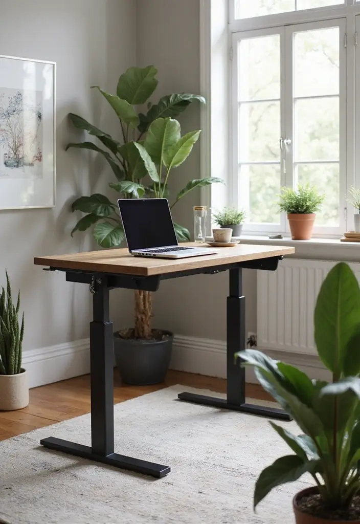 27 Smart Office Corner Ideas for Small Spaces 8. Adjustable Height Desk