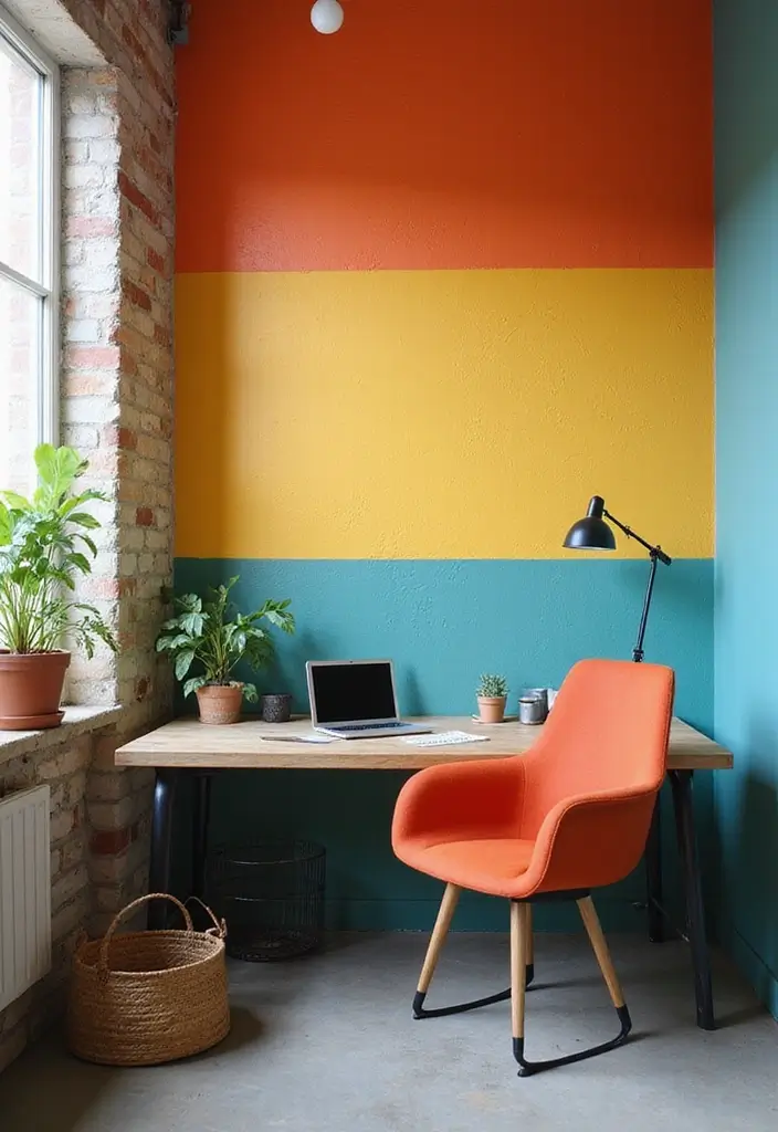 27 Smart Office Corner Ideas for Small Spaces 9. Colorful Accent Walls