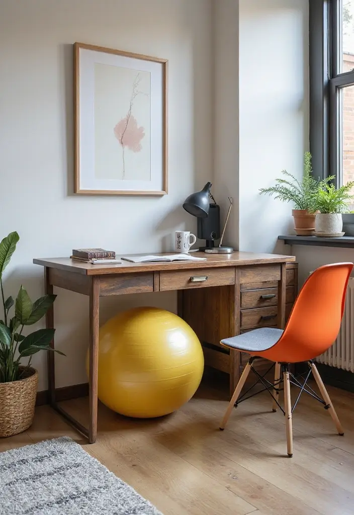 28+ Home Office Gym Combo Ideas for Fitness and Work 10 28 Home Office Gym Combo Ideas for Fitness and Work 10. Multi Functional Exercise Ball Chair