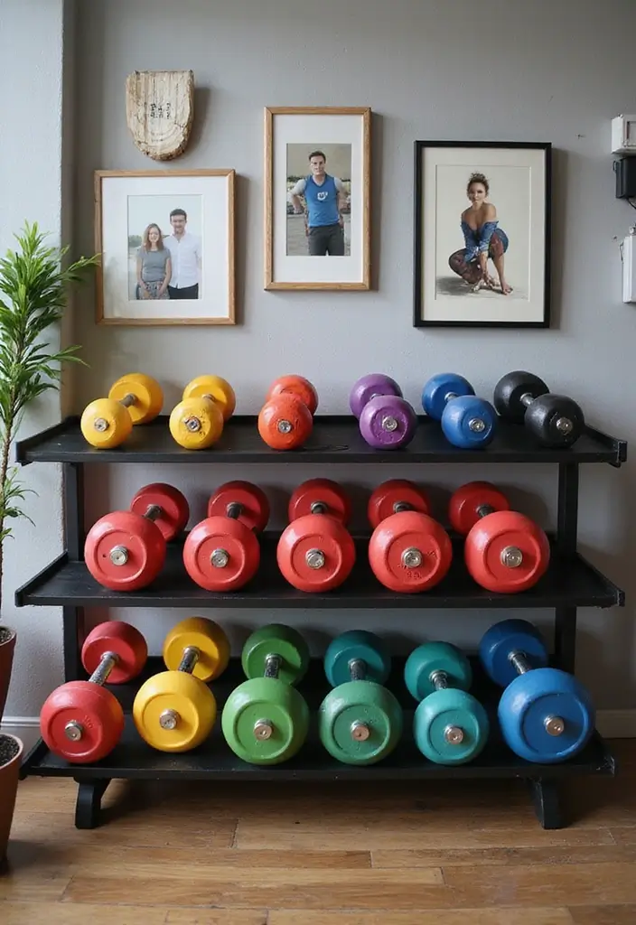28+ Home Office Gym Combo Ideas for Fitness and Work 14 28 Home Office Gym Combo Ideas for Fitness and Work 14. Stylish Dumbbell Rack