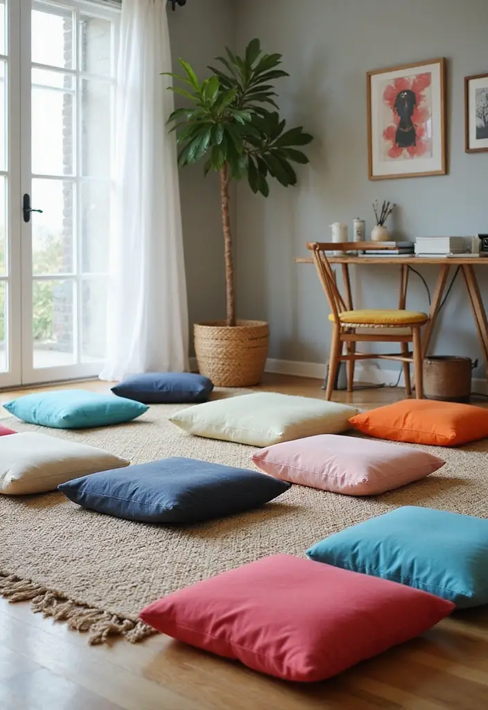 28+ Home Office Gym Combo Ideas for Fitness and Work 23 28 Home Office Gym Combo Ideas for Fitness and Work 23. Floor Cushions for Quick Workouts