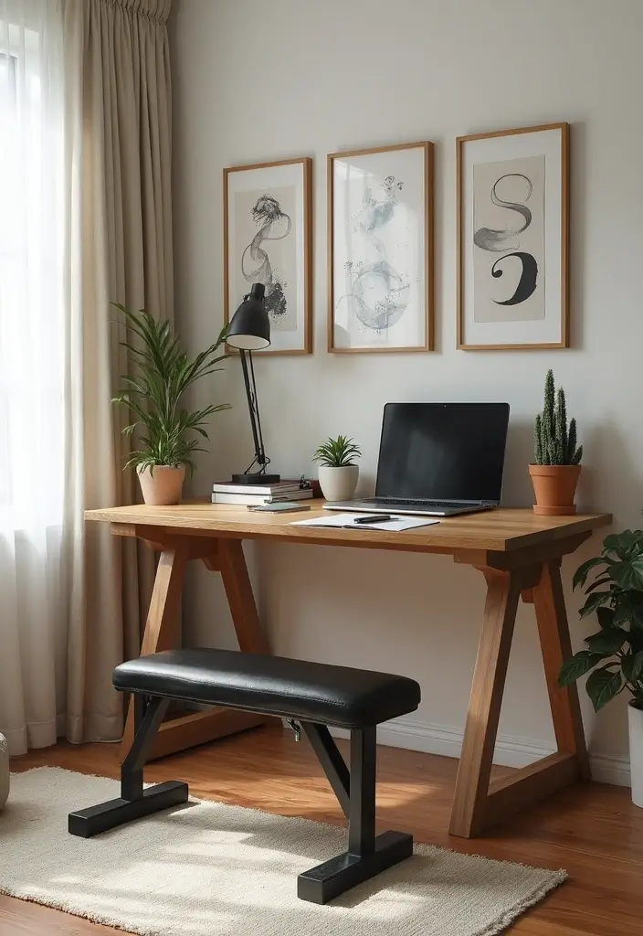 28+ Home Office Gym Combo Ideas for Fitness and Work 4 28 Home Office Gym Combo Ideas for Fitness and Work 4. Dual Purpose Furniture