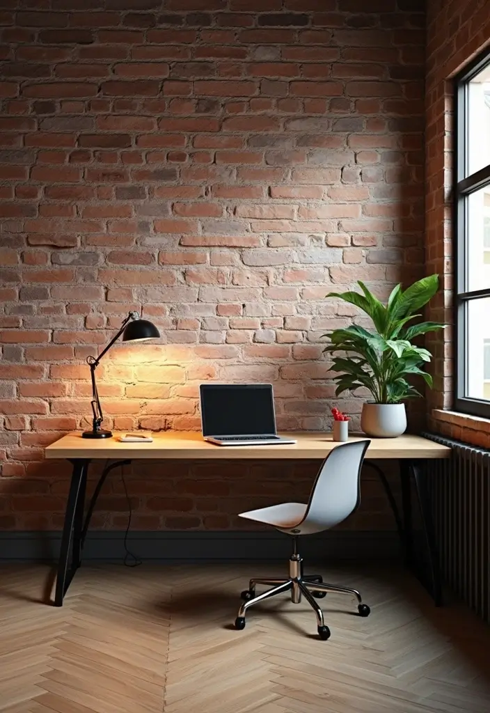 28 Home Office Industrial Designs Youll Want to Try 1. Exposed Brick Wall Charm